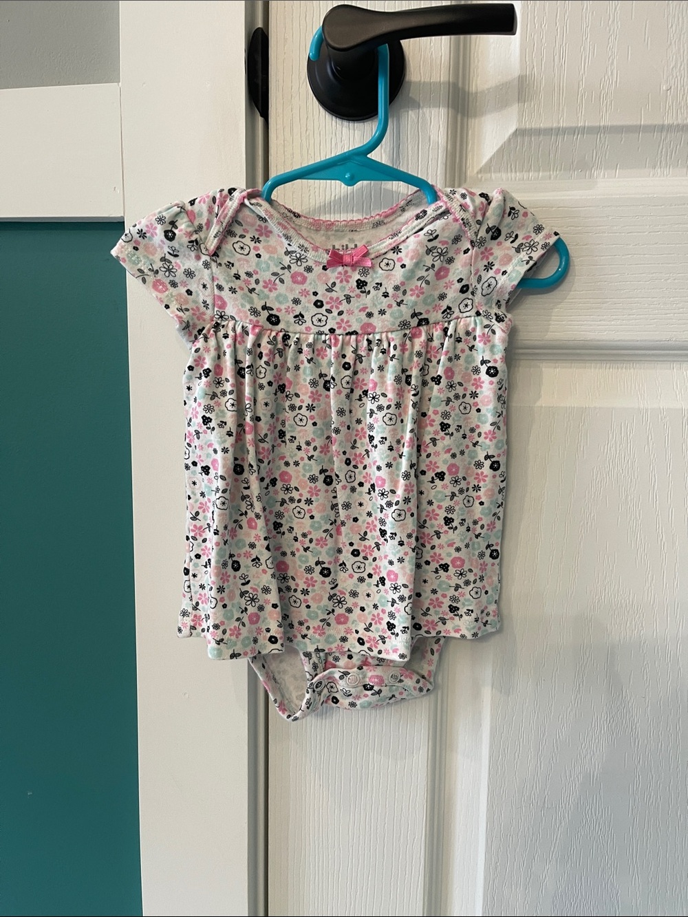 Carter's Child of Mine Pink, Black & White Floral Baby Dress